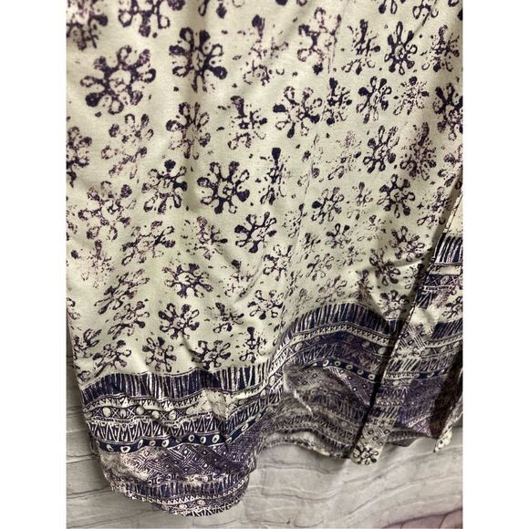 Michael Stars Womens Purple Aztec Dress 3/4 Sleeves V Neck Tie Waist Casual M - Picture 5 of 11